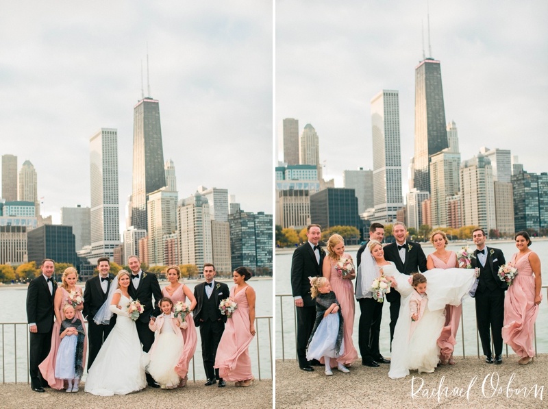 © Rachael Osborn Photography // Romantic Downtown Chicago Wedding // Chicago Skyline Bridal Party