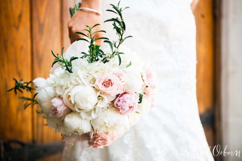 Pink and White Peony and Rose Bridal Bouquet // Chicago, Illinois Fine Art Wedding Photography // © www.rachaelosbornphotography.com