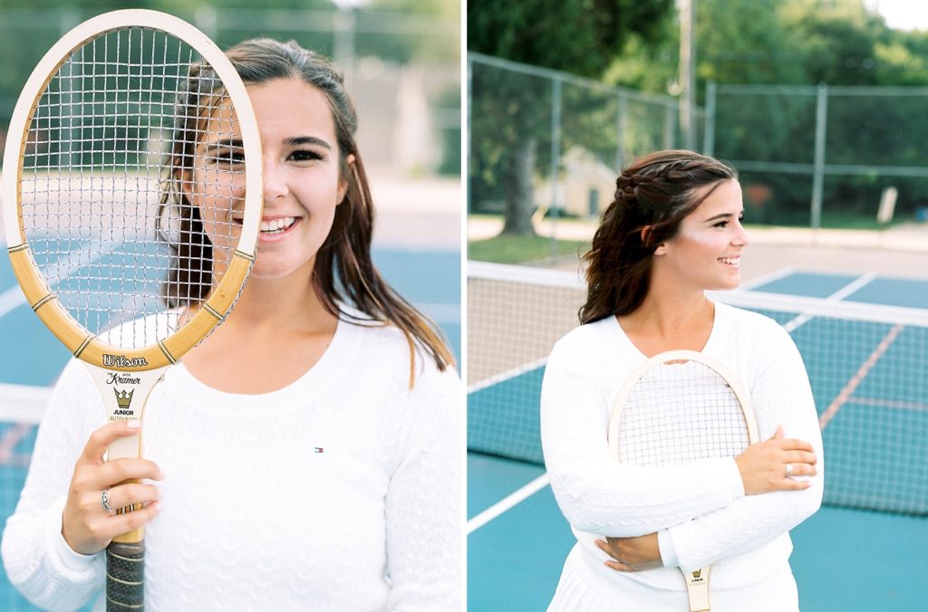 tennis themed senior portrait session on fine art film