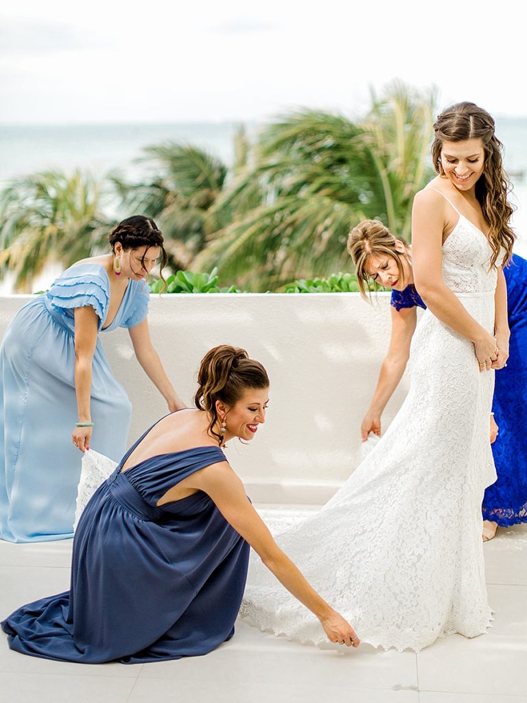 Zama Beach Club Isla Mujeres, Mexico Wedding with shibori accents