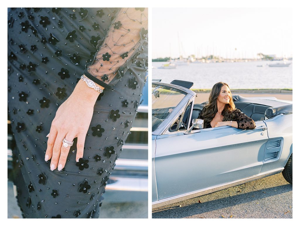 Tampa fine art engagement photography with a vintage car